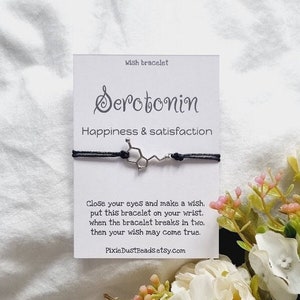 Serotonin Wish Bracelets, Serotonin bracelet, Serotonin, molecule bracelet, serotonin molecule, serotonin jewelry,  chemistry bracelet,
