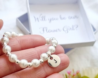 ¿Serás mi pulsera de niña de flores pulsera de niña de flores pulsera de flor niña de flores pulsera de perlas flor niña regalo de flor propuesta de niña de flores regalo de niña de flores