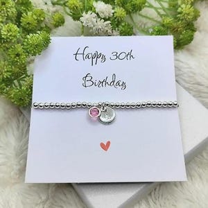 Pulseira de aniversário, presente de aniversário, pulseira personalizada, presente personalizado, pulseira elástica, presente de aniversário de marco, pulseira com pedra de nascimento