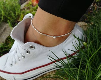 Anklet, Beach Anklet, Ankle Bracelet, Beaded Anklet, Silver Anklet, Charm Anklet, Beaded Anklet, Festival Anklet, Summer Anklet, Boho, Gift