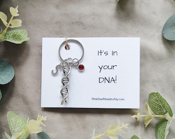 DNA Keyring Dna Sleutelhanger Dna Gift DNA Charm Science Keyring Gepersonaliseerde sleutelhanger Science Gift Scheikunde leraar Gift Science geek cadeau