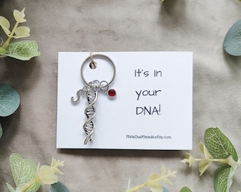 DNA Keyring Dna Keychain Dna Gift DNA Charm Science Keyring Personalised keyring Science Gift Chemistry teacher Gift Science geek gift