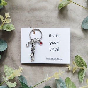 DNA Keyring Dna Keychain Dna Gift DNA Charm Science Keyring Personalised keyring Science Gift Chemistry teacher Gift Science geek gift