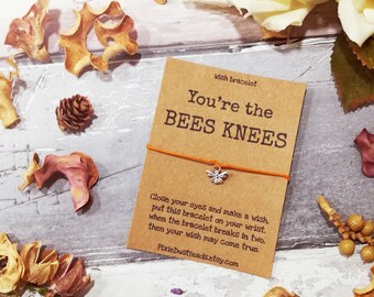 Bees Knees Wish Bracelet, Bee Wish Bracelet, Bee Bracelet, Bee Friendship Bracelet, Bee Charm Bracelet, Bee Jewellery, Friendship Bracelet