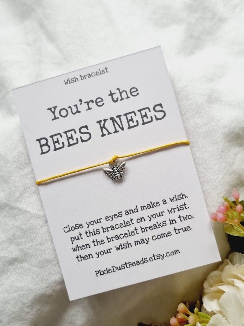 Bees Knees Wish Bracelet, Bee Wish Bracelet, Bee Bracelet, Bee Friendship Bracelet, Bee Charm Bracelet, Bee Jewellery, Friendship Bracelet image 6