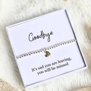Goodbye -It&#39;s sad you are leaving, you will be missed. Leaving Bracelet, Goodbye gift, Leaving Gift, Retirement Gift