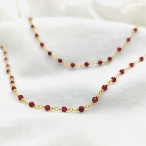 Garnet Necklace Red Garnet Beaded Choker Delicate Wire Necklace Garnet necklace Garnet Gemstone Necklace Garnet Jewelry birthstone necklace