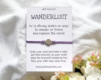 Wanderlust Bracelet, Wanderlust Wish Bracelet, Wanderlust Gift, Wanderlust Jewelry, Wanderlust, Travel Bracelet, Adventure Bracelet, Travel