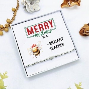 Bracelet de Noël pour enseignant Cadeau pour enseignant Boîte cadeau pour enseignant Enseignant Carte de remerciement pour enseignant Remerciement de l'enseignant Bijoux pour enseignant Chambre de bébé