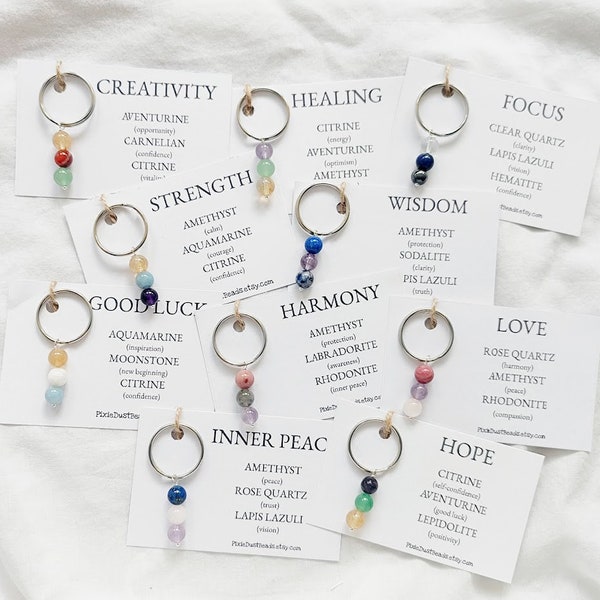 Keyring Crystal keyring gemstone keyring Crystal Gift support stones gift Small crystal gift spiritual gift protection keyring