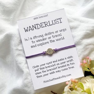 Wanderlust Bracelet, Wanderlust Wish Bracelet, Wanderlust Gift, Wanderlust Jewelry, Wanderlust, Travel Bracelet, Adventure Bracelet, Travel image 3