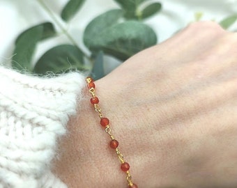 Carnelian necklace Carnelian Beaded Choker Delicate Necklace Carnelian Gemstone Necklace Carnelian Jewelry Carnelian gift Carnelian bracelet