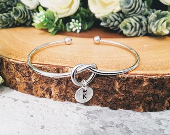 Bridesmaid proposal Tie the knot Bridesmaid Gift Initial Bangle wedding bangle bangle bridesmaid gifts  bridesmaid box be my bridesmaid