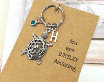 Large Turtle Keyring, Turtle Keyring, Turtle Keychain, Sea Life Keyring, Beach Keyring, Sea Turtle, Turtle Gift, Turtle Charm Turtle Jewelry