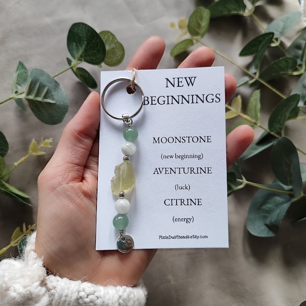 NEW BEGINNINGS crystal KEYRING new beginnings gift new beginning crystal new beginning gemstones crystals crystal gift new start gift