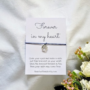 Bracelet pour toujours dans mon coeur, cadeaux pour la perte d'un animal de compagnie, bijoux commémoratifs pour animal de compagnie, cadeau commémoratif pour chien, cadeau pour amoureux des chats, sympathie pour animal de compagnie, en mémoire d'un chien, chat