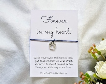 Bracciale "Forever in my heart", regali per la perdita di un animale domestico, gioielli commemorativi per animali domestici, regalo commemorativo per cani, regalo per amanti dei gatti, cordoglio per animali domestici, in memoria di cani e gatti