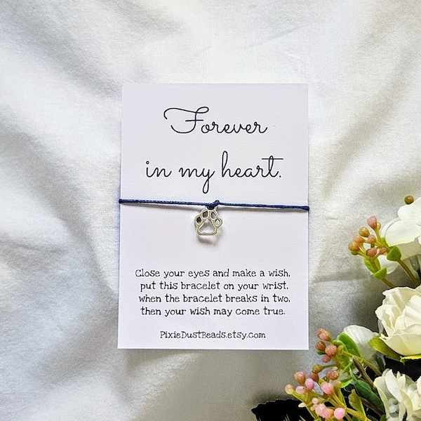 Forever in my heart bracelet, Pet Loss Gifts, Pet Memorial Jewelry, Dog Memorial Gift, Cat Lovers Gift, Pet Sympathy, In Memory Of Dog, Cat