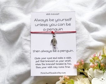 Pinguïnwensarmbanden, pinguïnsieraden, pinguïnarmband, pinguïnbedel, pinguïncadeau, dierenarmband, pinguïnliefhebber, pinguïn verjaardag