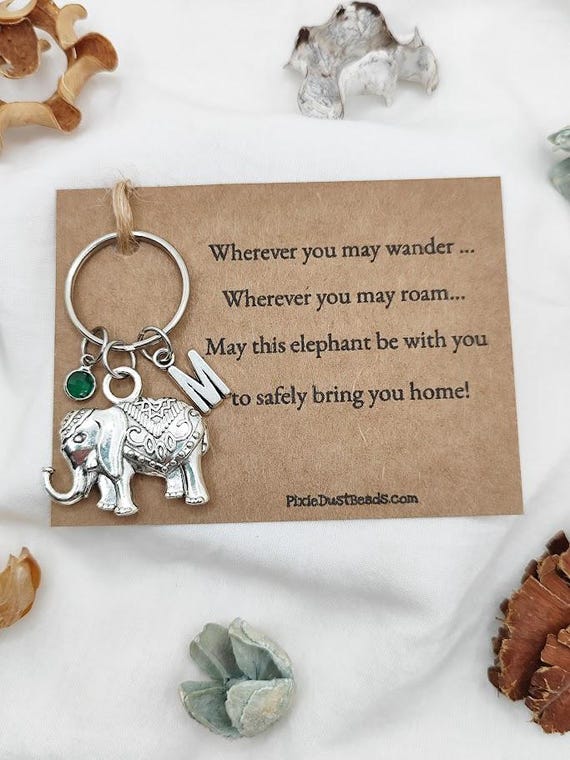 Personalised elephant keyring discount
