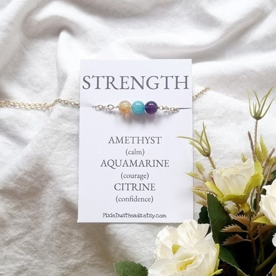 STRENGTH Chain Bracelet Strength Jewelry Strength Gift Strength Crystal ...