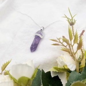 Amethyst necklace Crystal necklace point necklace Gemstone necklace Amethyst crystal anxiety jewelry Amethyst jewelry crystal jewelry