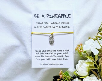 Be a pineapple, Pineapple Bracelet, Pineapple wish bracelet, Pineapple Jewellery, Pineapple party, Graduation Gift, Pineapple Charm, Friend