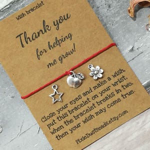 Teacher Wish Bracelet, Teacher Gift, Teacher Thank you Gift, Teacher Card, Teacher Appreciation, Teacher Jewelry, Nursery Teacher Gift, Gift image 2