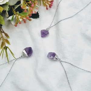 Amethyst Raw Amethyst Dipped SILVER Necklace Amethyst Jewelry Amethyst Necklace February birthstone Amethyst pendant raw gemstone Amethyst