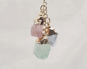 Custom Necklace Dipped gold necklace raw stone necklace gemstone necklace Necklace for mum Custom family necklace make your own