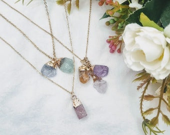 Pick your stone necklace Custom necklace dipped gold necklace Family necklace birthstone necklace raw stone crystal necklace spiritual gift