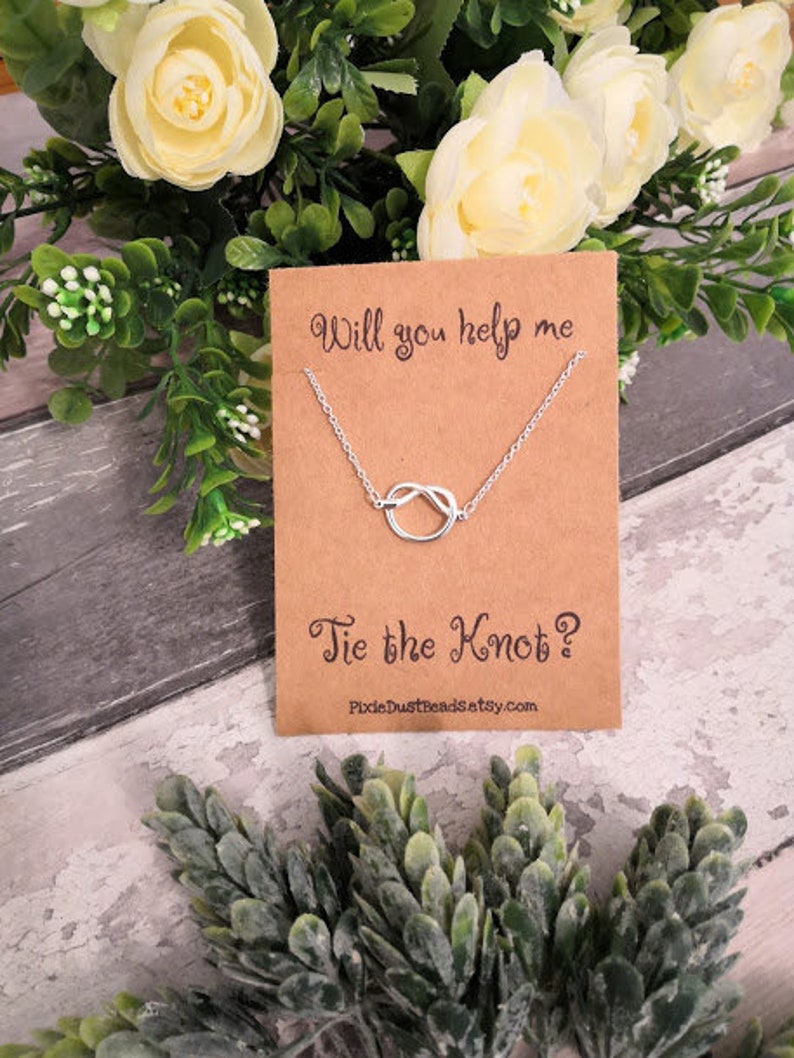 Bridesmaid Proposal Bridesmaid Gift Tie the Knot Necklace Etsy UK