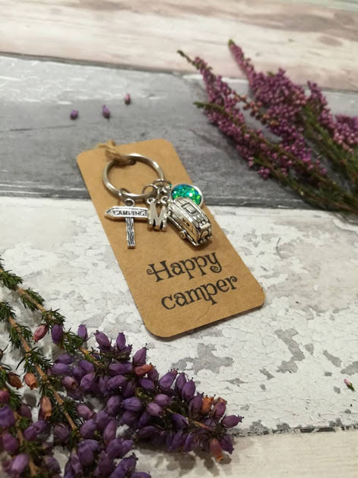 Happy Camper Keychain Camping Keychain Travel Keychain Etsy