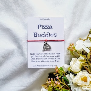 Pizza Buddies wens armband, pizza wens armband, pizza vriendschap armband, BFF armband, pizza sieraden, pizza armband, vriendschapscadeau