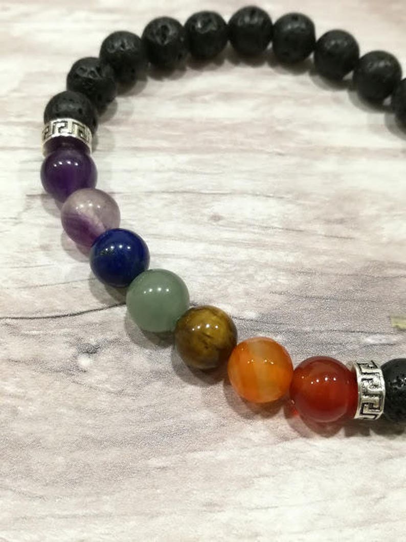 Chakra Bracelet, Yoga Bracelet, Aromatherapy, Spiritual Bracelet, Lava Rock Bracelet, Essential Oil, Crystal Bracelet, Oil Diffuser Bracelet image 2