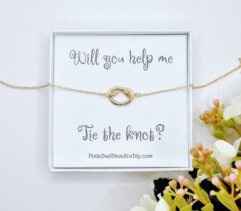 Bridesmaid proposal Bridesmaid Gift Tie the knot Bracelet Bridesmaid Bracelet Bridesmaids Bracelet Bridesmaid Gift Will you be my proposal image 1