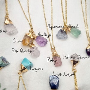 Pick your stone necklace Custom necklace dipped gold necklace Family necklace birthstone necklace raw stone crystal necklace spiritual gift image 3