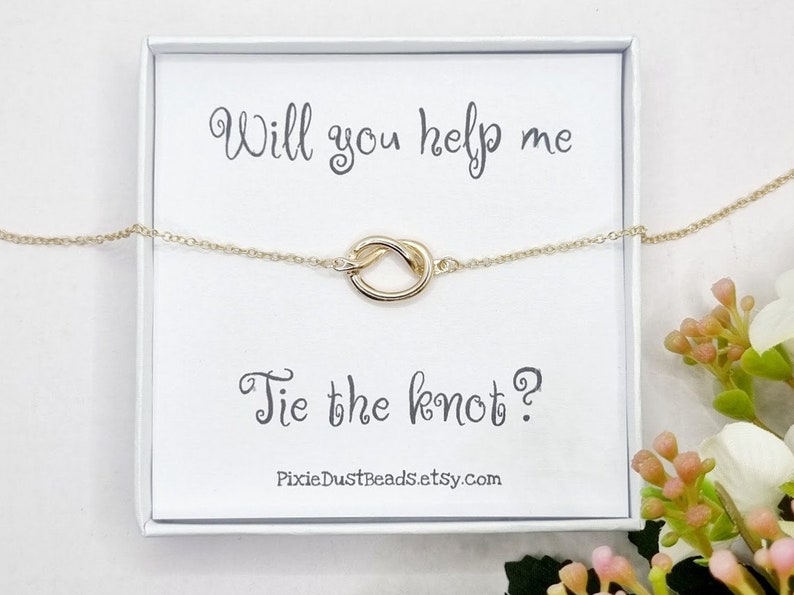 Bridesmaid proposal Bridesmaid Gift Tie the knot Bracelet Bridesmaid Bracelet Bridesmaids Bracelet Bridesmaid Gift Will you be my proposal image 3