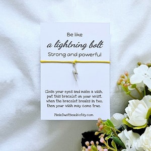 Pulsera de deseos de relámpago, pulsera con dije de relámpago, pulsera de relámpago, joyería de relámpago, regalo de relámpago, rayo, pulsera de destello,