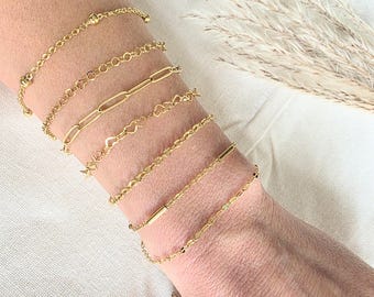 Pulsera de oro Pulsera de cadena Pulsera resistente al deslustre Pulsera impermeable Pulsera de cadena con clip Pulsera minimalista Pulsera delicada Pulsera para mujer