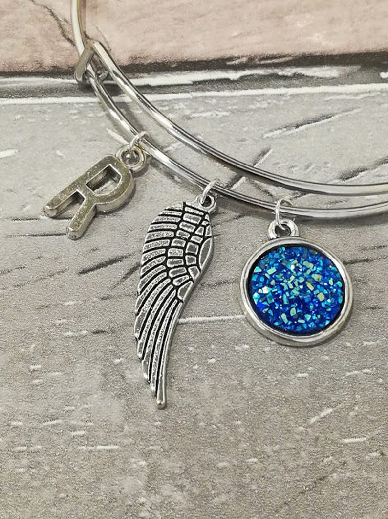 Memory Bangle Angel Bangle Angel Wings Bangle Memorial Bracelet Guardian Angel Jewellery Personalised Bangle Loved Ones Memory Bracelet