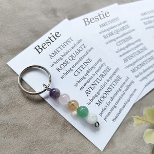 Personnalisé meilleur ami porte-clés Bestie cadeau Bestie carte collègue de travail laissant cadeau amis anniversaire merci Bestie cristal porte-clés