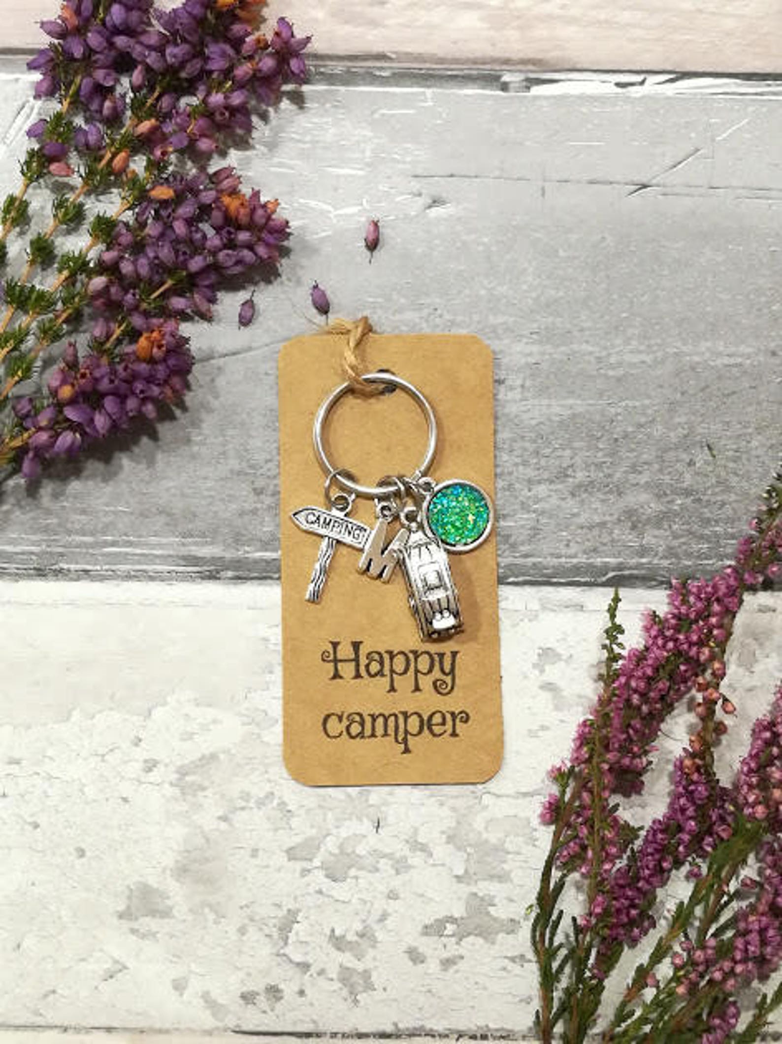 Happy Camper Keychain Camping Keychain Travel Keychain Etsy