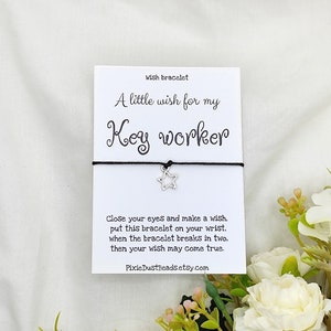 Pulsera de deseo de trabajador clave, maestro personalizado, tarjeta de trabajador clave, regalo de trabajador clave, regalo para trabajador clave, regalo de fin de escuela, regalo de clase escolar