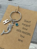 Mermaid Key ring, Mermaid Keychain, Sea Life Keyring, Personalised Keyring, Nautical Keyring, Large Keyring, Mermaid Accessories, Mermaid