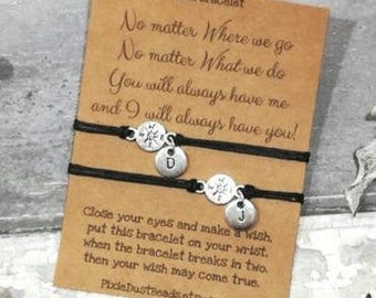 Long Distance Bracelet, Travel Bracelet, Personalised Travel Gift,  Compass Bracelet, Long distance Gift,  Bracelet Set, Travel Gift, Travel
