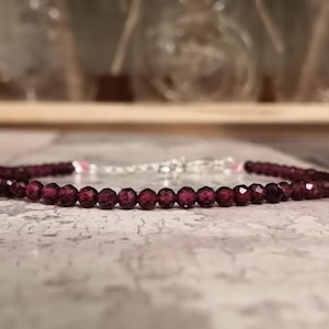 Garnet Bracelet crystal bracelet January birthstone Gemstone bracelet Dainty bracelet January Delicate Bracelet Red Garnet bracelet