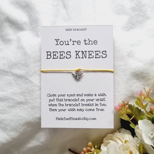 Bees Knees Wish Bracelet, Bee Wish Bracelet, Bee Bracelet, Bee Friendship Bracelet, Bee Charm Bracelet, Bee Jewellery, Friendship Bracelet image 1