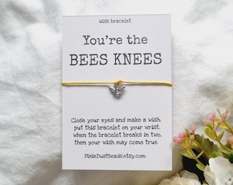 Bees Knees Wish Bracelet, Bee Wish Bracelet, Bee Bracelet, Bee Friendship Bracelet, Bee Charm Bracelet, Bee Jewellery, Friendship Bracelet