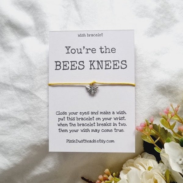 Bees Knees Wish Bracelet, Bee Wish Bracelet, Bee Bracelet, Bee Friendship Bracelet, Bee Charm Bracelet, Bee Jewellery, Friendship Bracelet